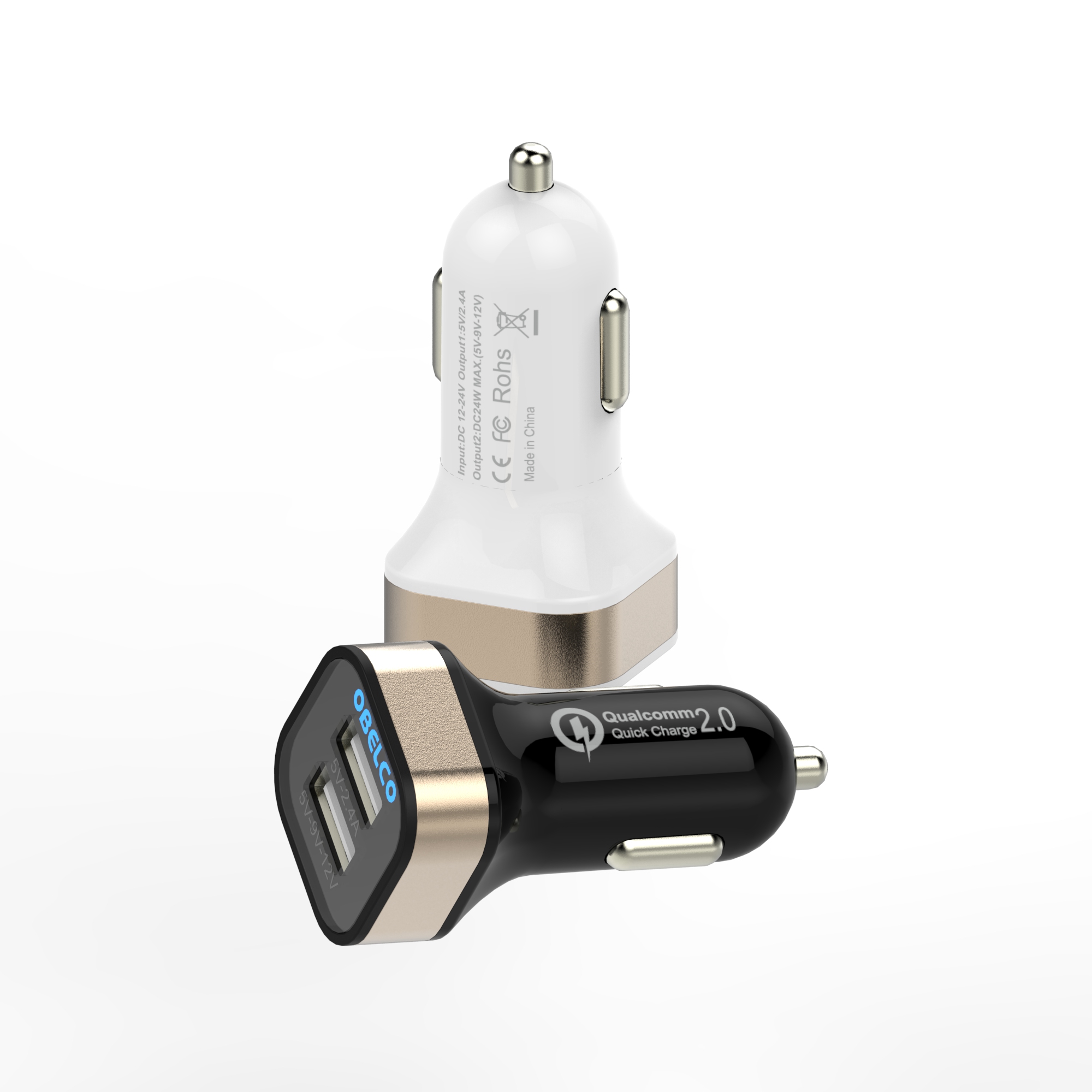 Car charger with QC2.0 Dual USB ports output